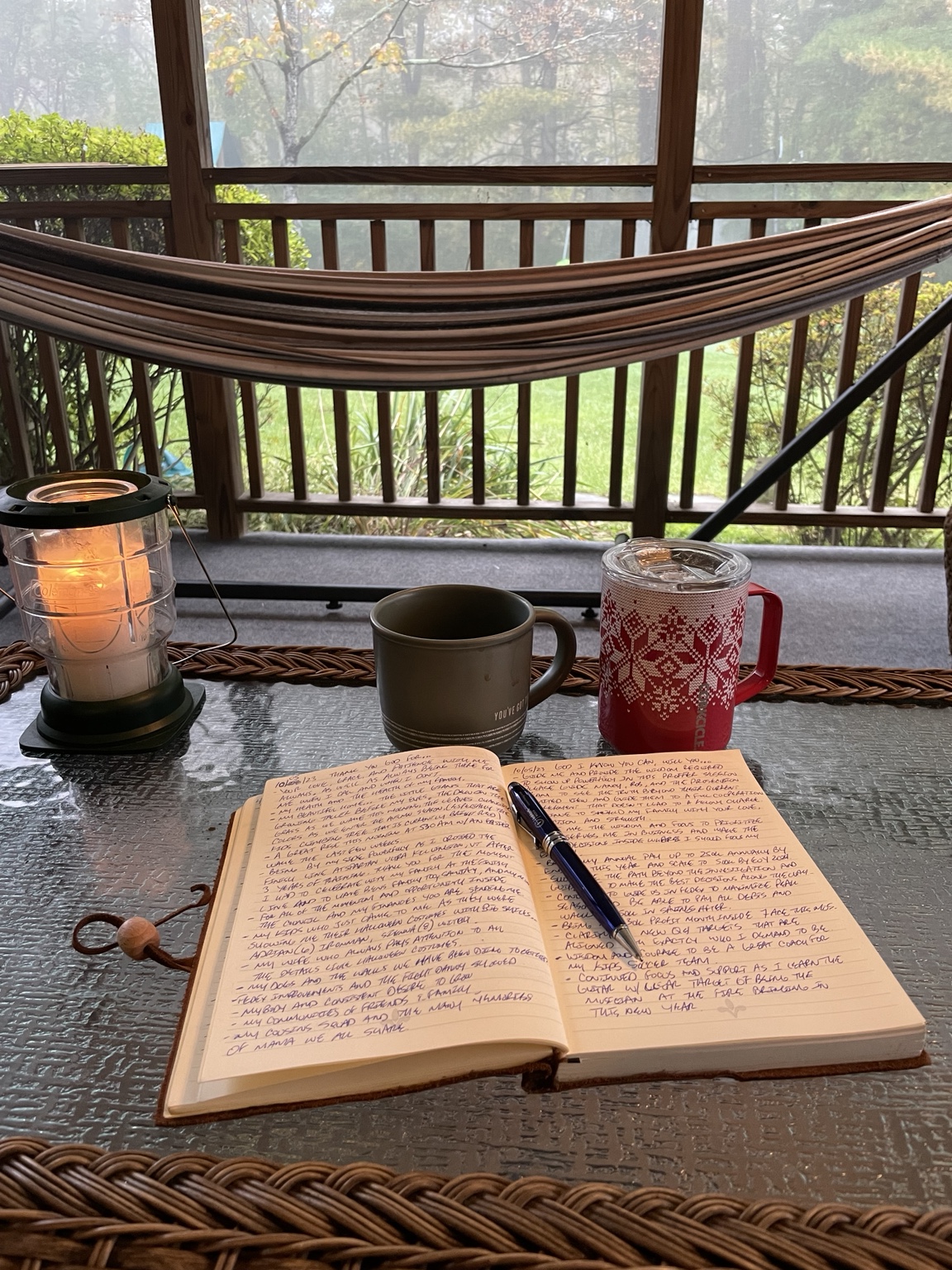 An open journal from Franco's weekly practice