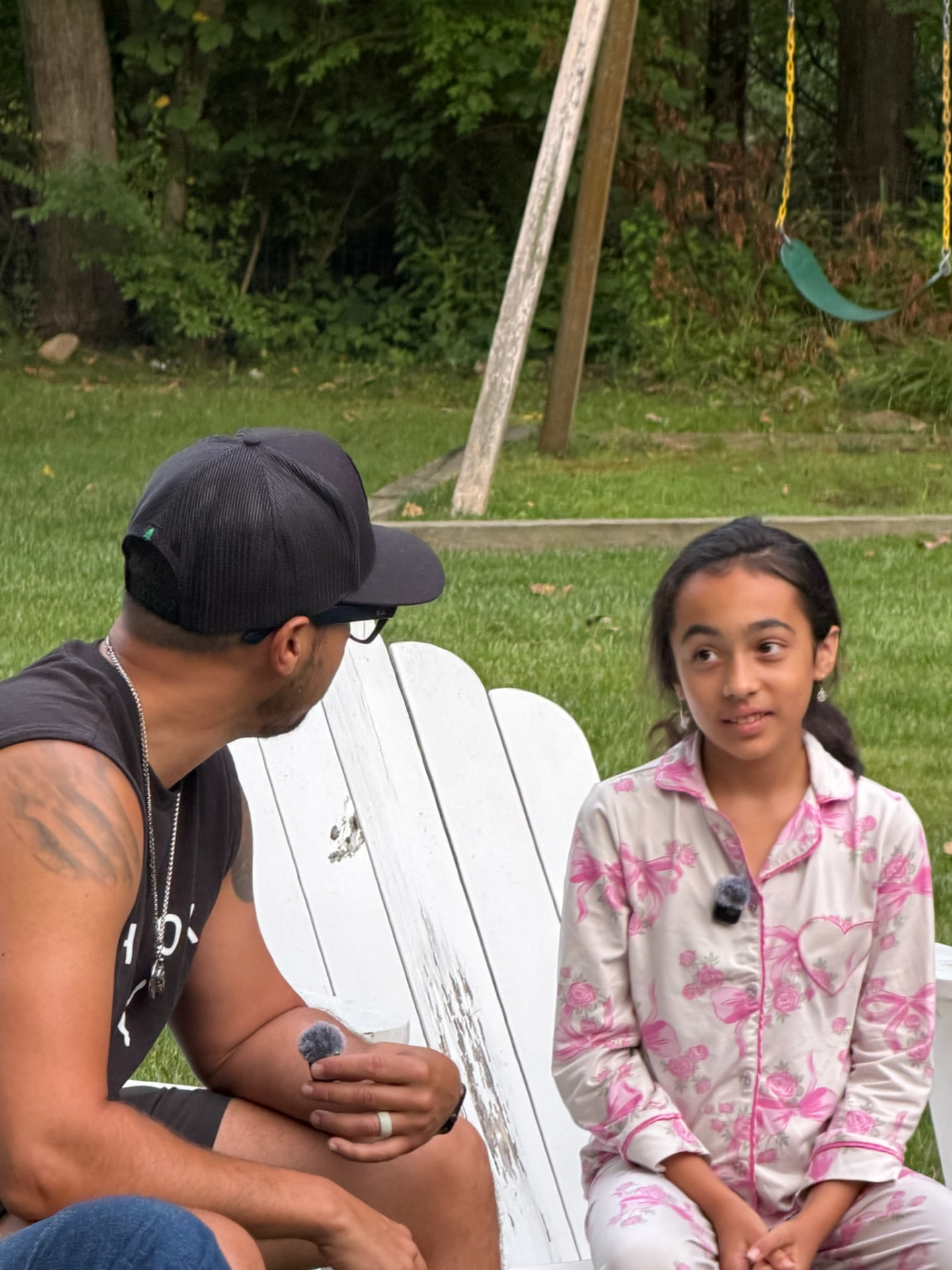 Franco in conversation with his daughter
