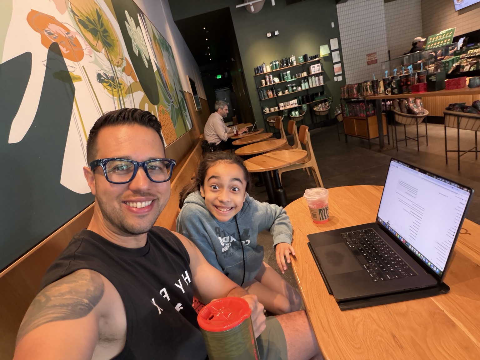 Franco working alongside his daughter